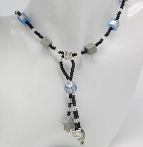 Muranoglass Necklace grey/blzue